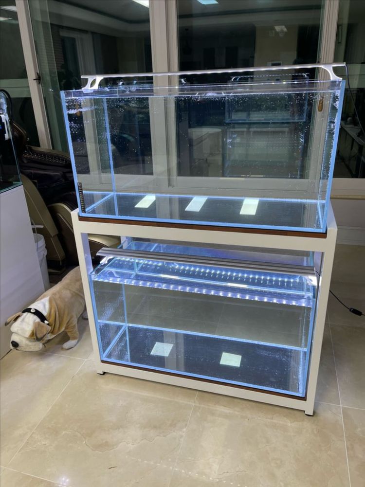 (경기 북부) 아쿠아가든 3자 광폭 수조 90x45x45 10T 축양장 어항 뚜껑 세트 A급 판매--5