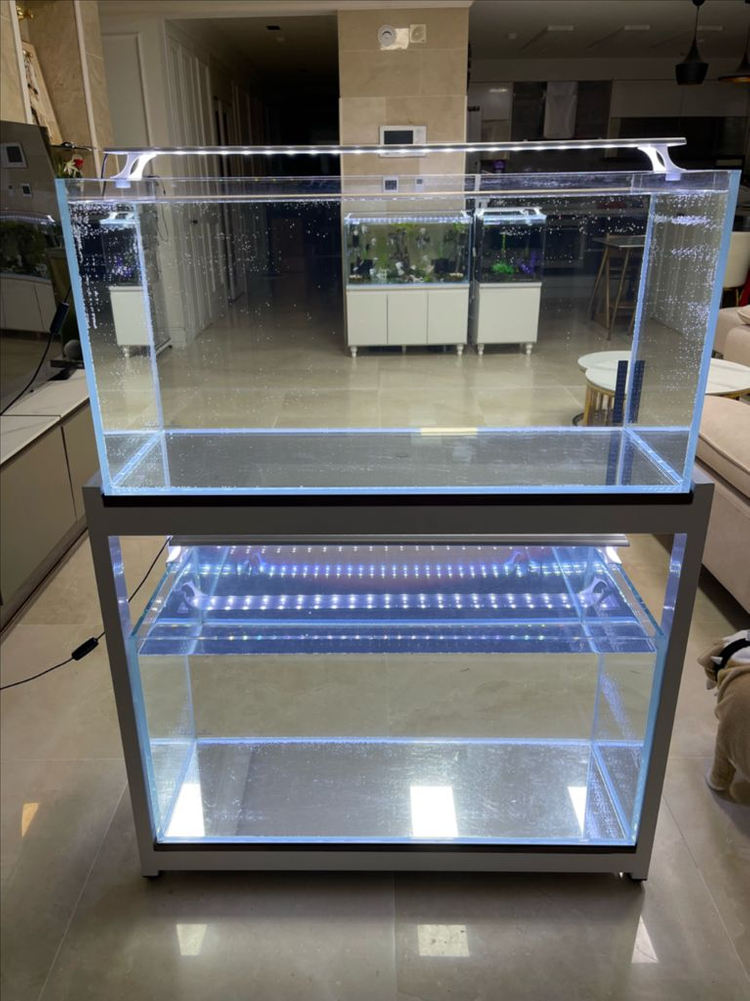 (경기 북부) 아쿠아가든 3자 광폭 수조 90x45x45 10T 축양장 어항 뚜껑 세트 A급 판매--6