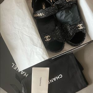 샤넬 벨크로 퀄팅 샌들 37