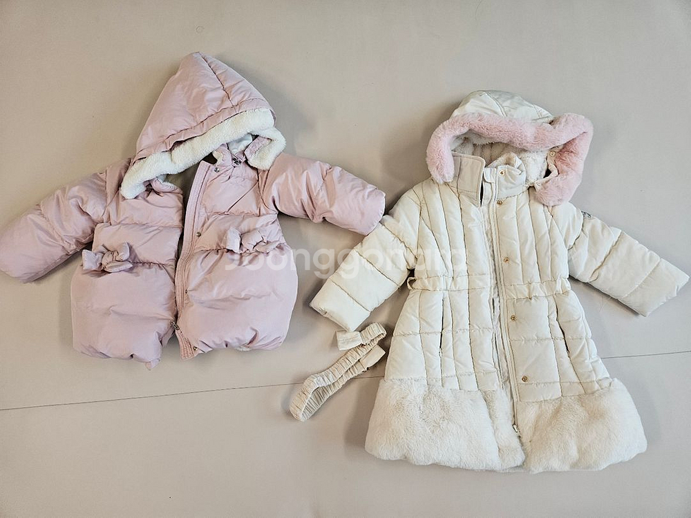 유아옷 여아옷 여아 겨울 패딩 2벌 100-110 일괄(밍크뮤 월튼키즈)--0
