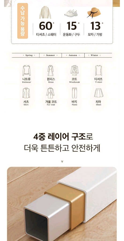 투에스리빙 철재 프리미엄 드레스룸 화이트 모듈 시스템 행거--1