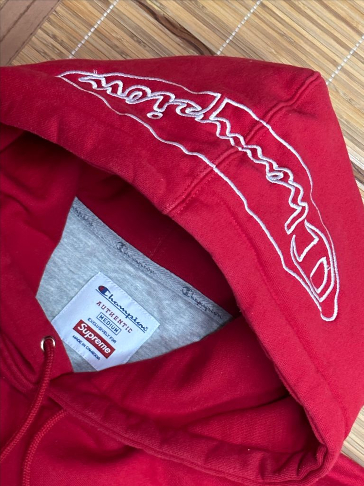 챔피온 x 슈프림 콜라보 후드 티셔츠 M--3