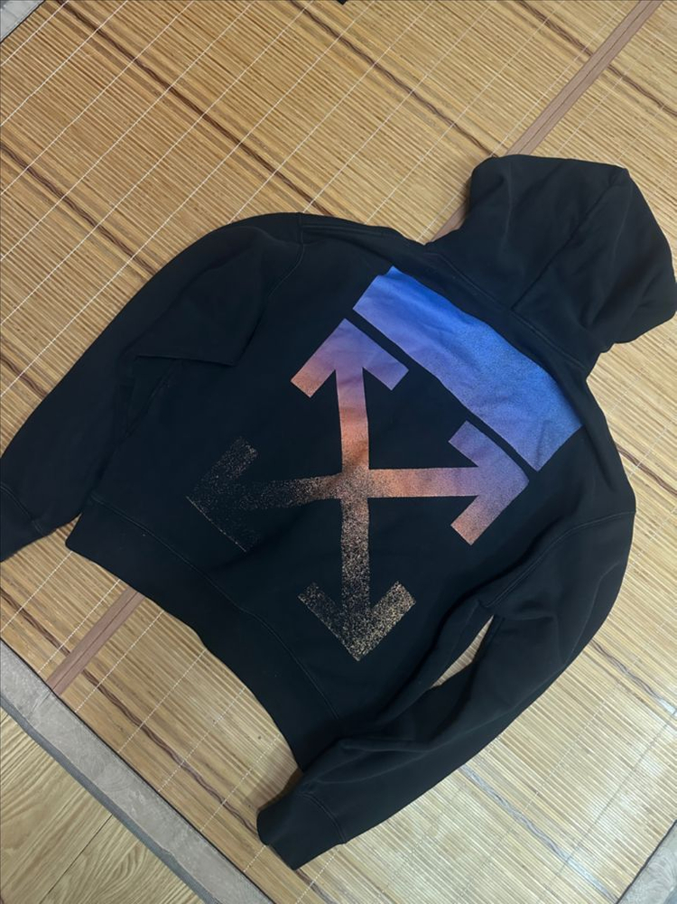 오프화이트 애로우 블랙 후드 티셔츠 M--5