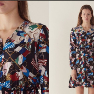 Sandro(산드로) 플래그 프린트 원피스 38사이즈