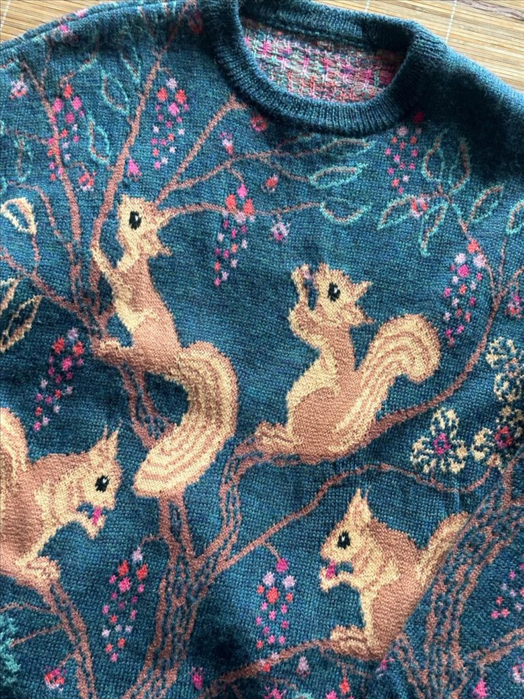 영국 자수 스웨터 니트 100L--1