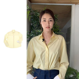 앤유 배색 카라 오버핏 셔츠 (옐로우)