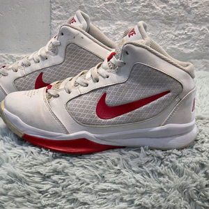 3q-1:나이키 레드 스우시 하이컷 농구화 화이트/레드 (23.5cm)