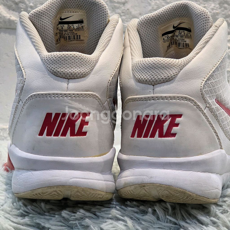 3q-1:나이키 레드 스우시 하이컷 농구화 화이트/레드 (23.5cm)--1