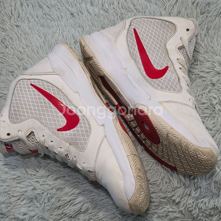 3q-1:나이키 레드 스우시 하이컷 농구화 화이트/레드 (23.5cm)--5