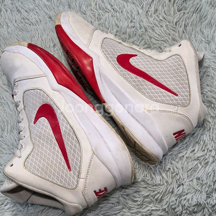 3q-1:나이키 레드 스우시 하이컷 농구화 화이트/레드 (23.5cm)--6