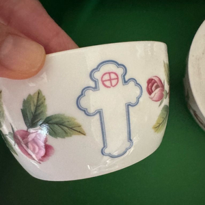 카톨릭 촛대 도자기 장미패턴 캔들스탠드 개당 만원