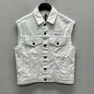 미우미우 로고 코튼 데님 조끼 ( 55 )