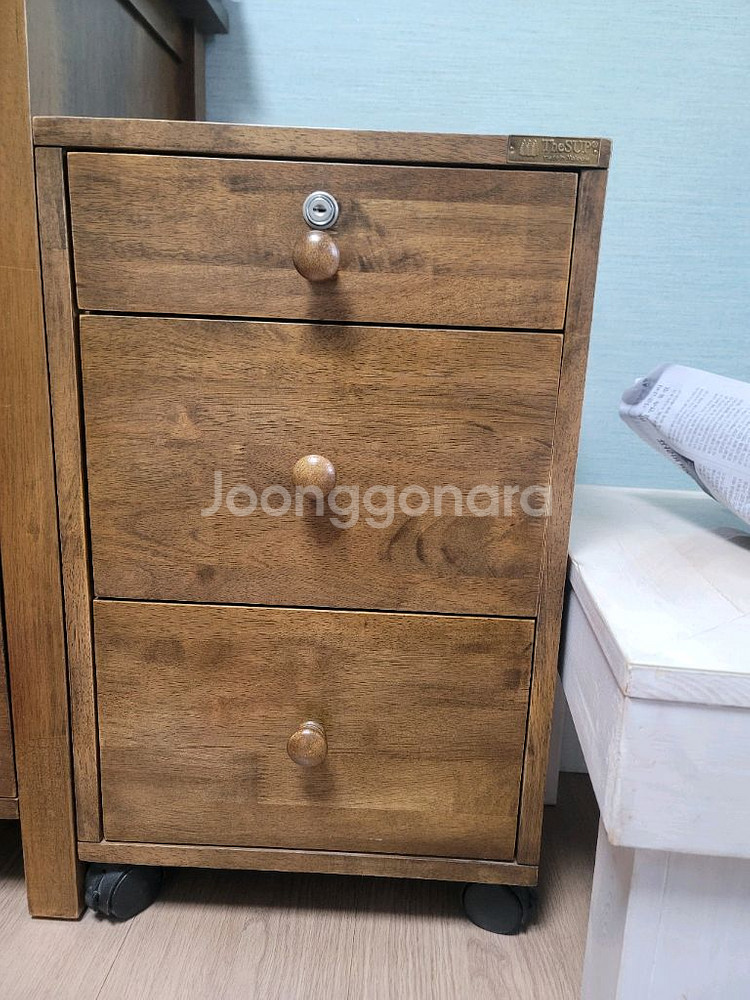 TheSUP 3단 서랍장_인아트 책상 서랍장 고무나무--0