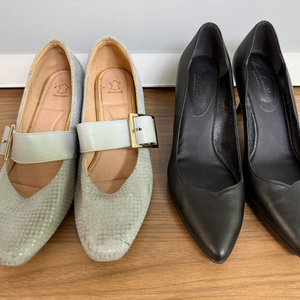 하라비튼 블랙 가죽 펌프스힐 포함 일괄(240mm)