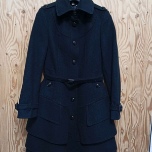 버버리런던 울 블랙 벨티드 코트