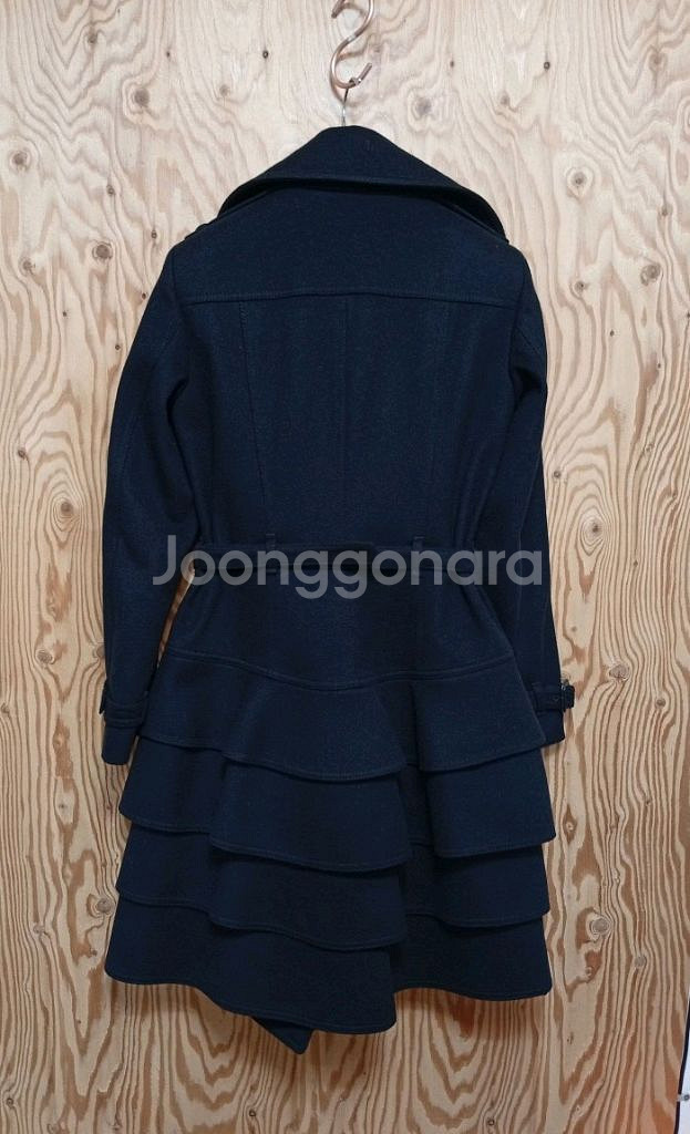 버버리런던 울 블랙 벨티드 코트--4