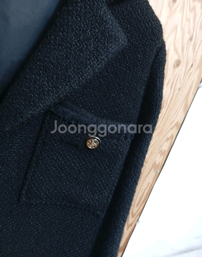 마쥬 블랙 트위드 쟈켓--1