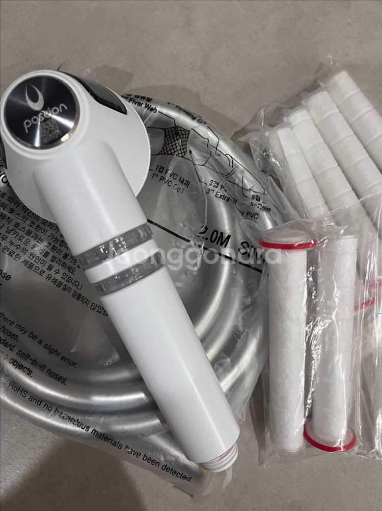 포세이온 이온수 샤워기 + 호스 + 필터 6개--0