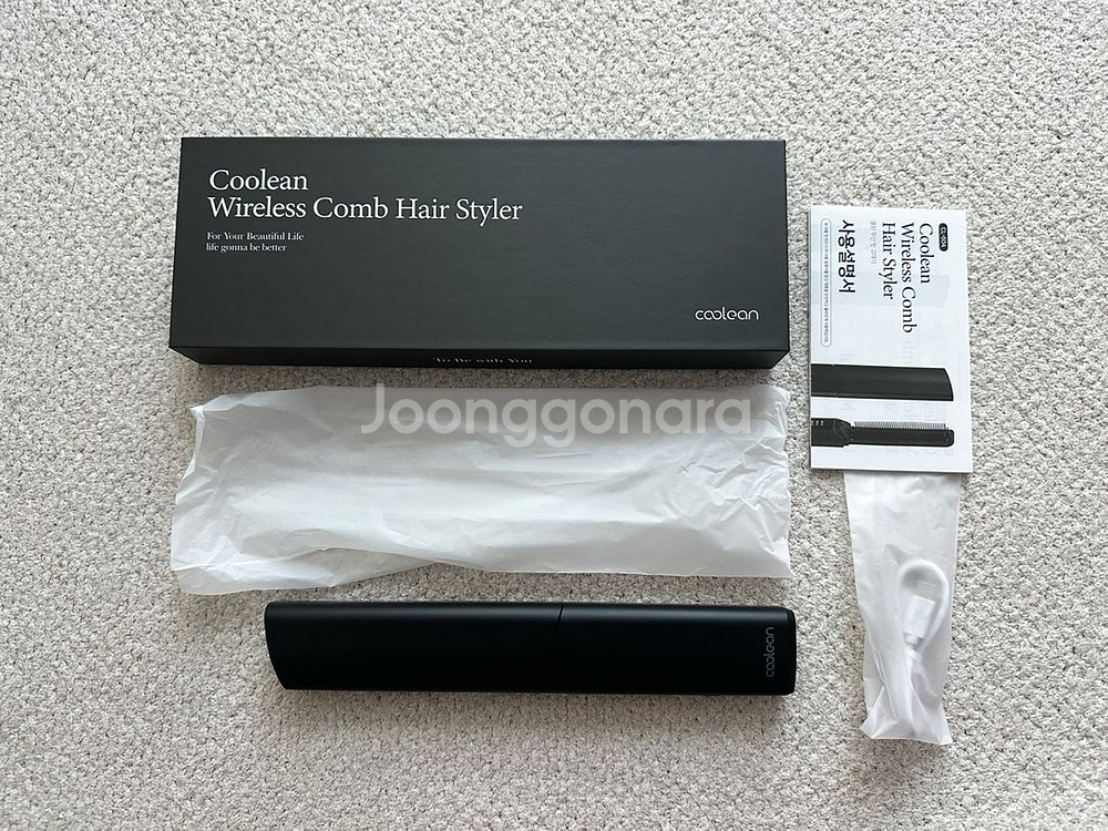 쿨린 무선 빗 고데기 블랙 새상품 무선고데기 휴대용--3