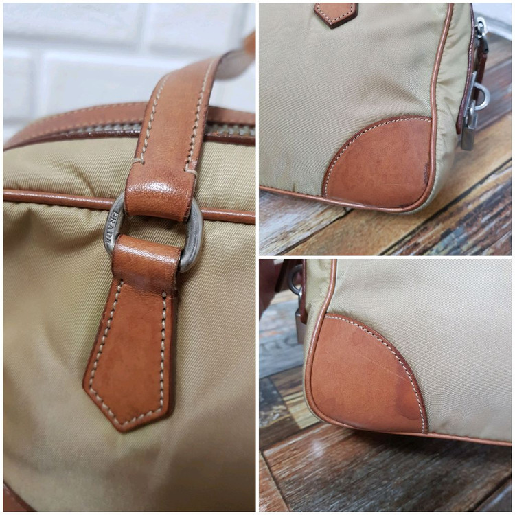 [정품] 프라다 나일론 숄더백 베이지 브라운--7