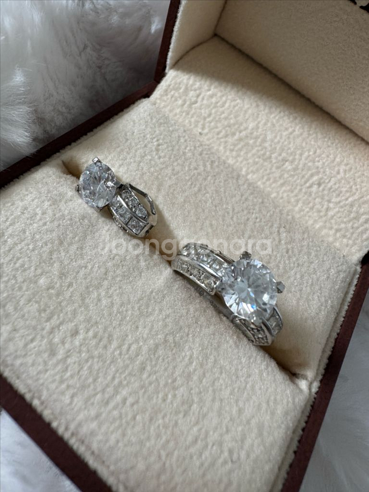 14k 화이트골드 반지 팬던트 세트 판매합니다--0