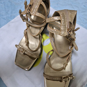 강자매 미숙이 스트랩 웨지 샌들 235 오렌지골드 8cm