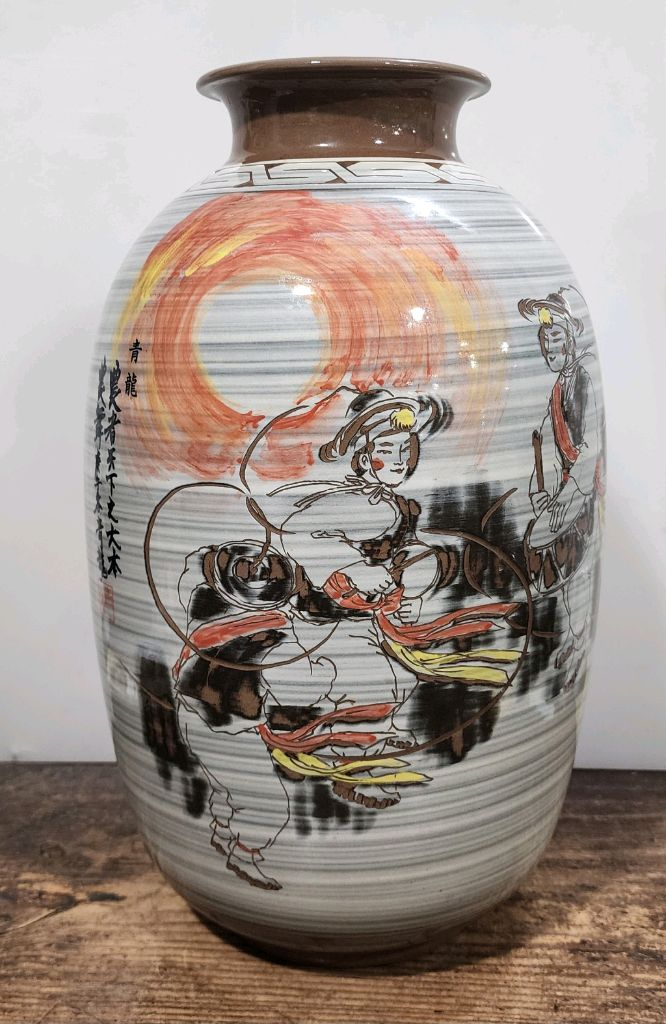 청룡 김용길 풍물놀이 분청 도자기 작품. 이미지