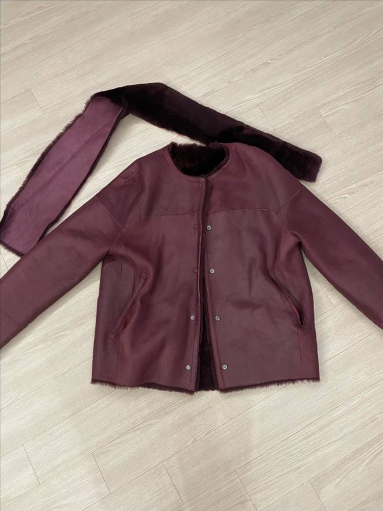 로보 robo천연 양가죽 리버서블 무스탕자켓 55사이즈--1
