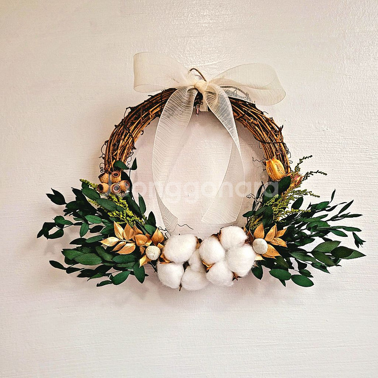 목화솜 크리스마스 리스--0