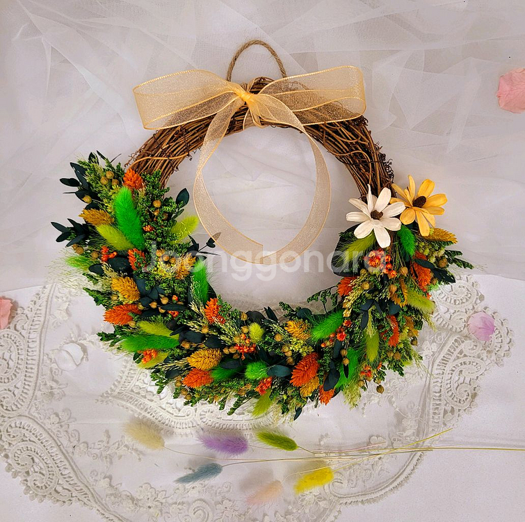 예쁜 프리저브드플라워 리스--0