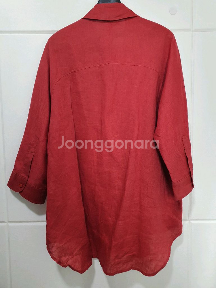 이새 isae 린넨 라운드 칼라 레드 7부 소매 블라우스 사이즈 6--5