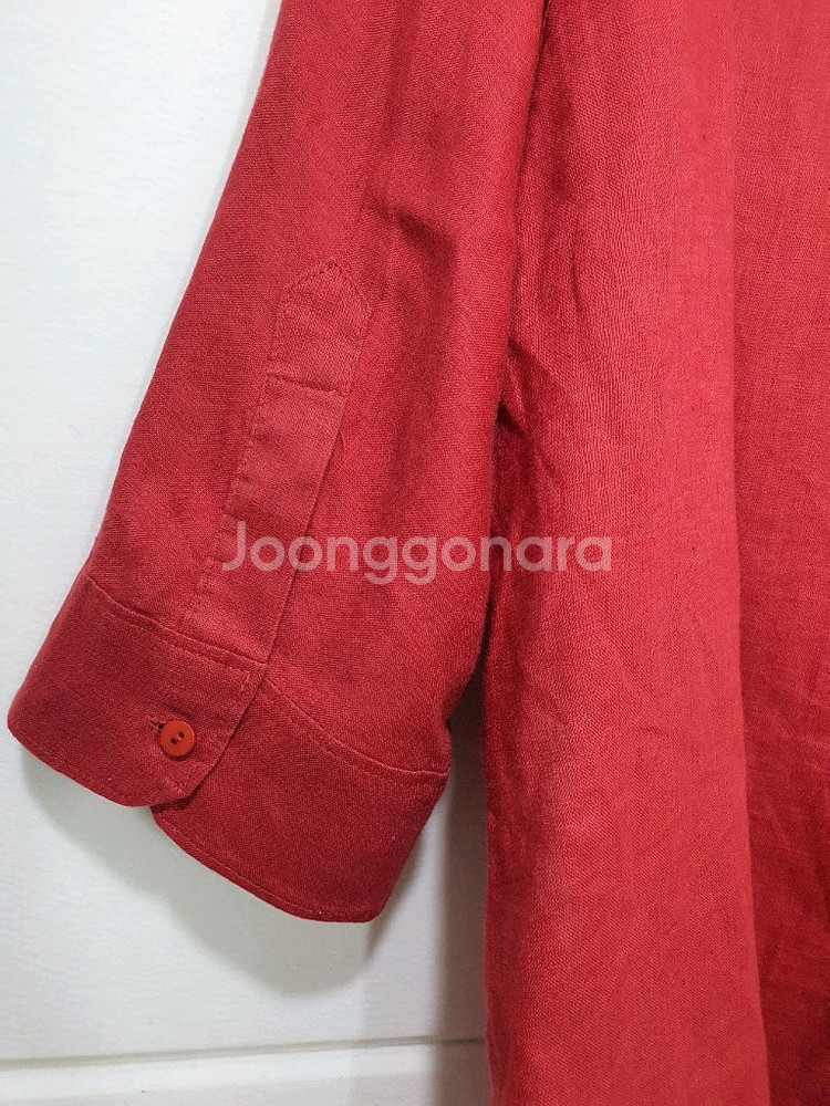 이새 isae 린넨 라운드 칼라 레드 7부 소매 블라우스 사이즈 6--7