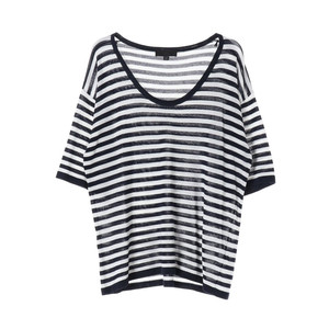 [M]자라 린넨 네이비 스트라이프 반팔 티셔츠
