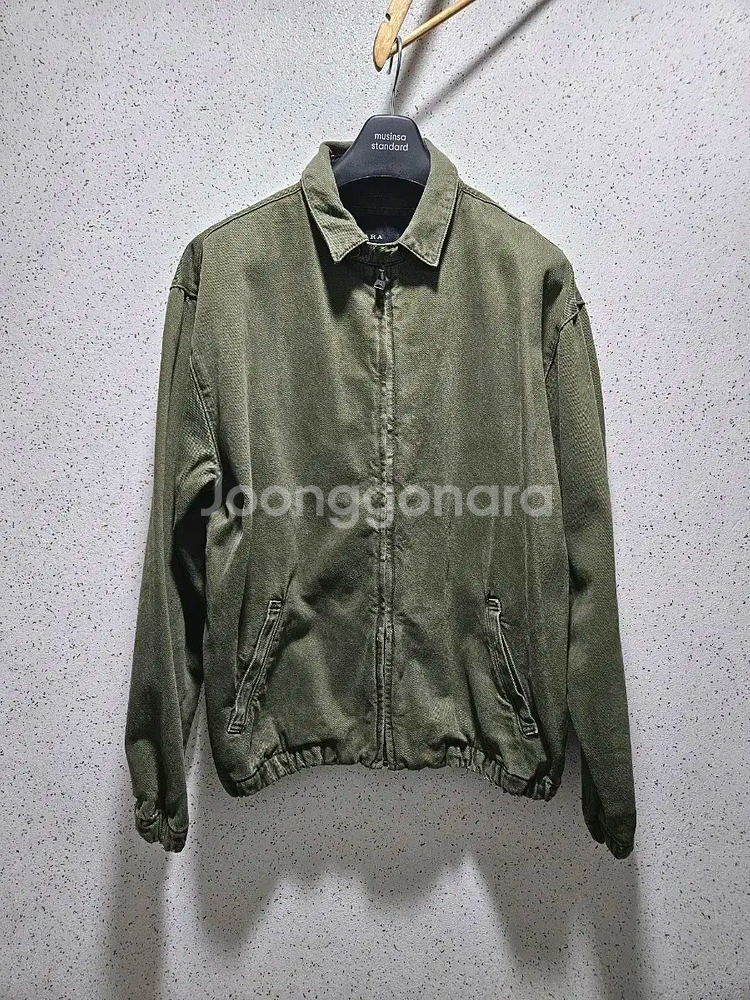 M) 자라 카키색 코튼 블루종 자켓 빈티지 워싱 릴렉스핏--0