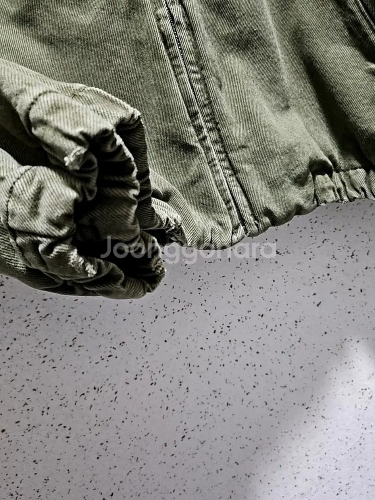 M) 자라 카키색 코튼 블루종 자켓 빈티지 워싱 릴렉스핏--3