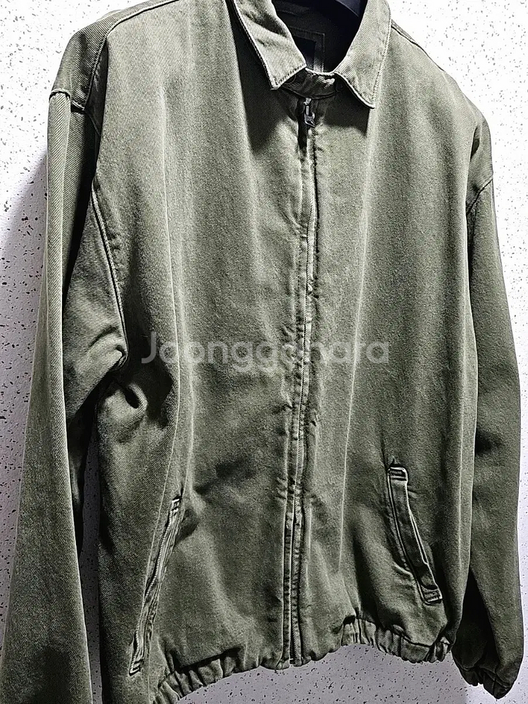 M) 자라 카키색 코튼 블루종 자켓 빈티지 워싱 릴렉스핏--2