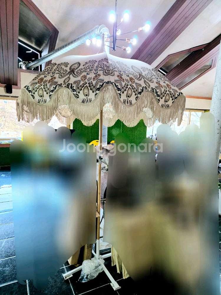 바나나크림 감성 인테리어용 파라솔 피크닉 캠핑 솔로지옥파라솔--1