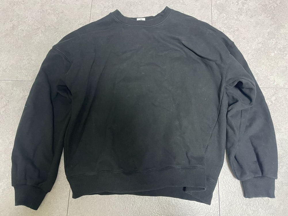 제멋 그레이 블랙 맨투맨 후드 티 셔츠 스웨트셔츠 (헤이즈 오버핏, 양 기모) 이미지