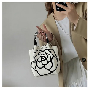 1+1 미니 니트 토트백 에코백세트 장미 나비 호피 손가방