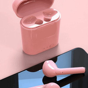 새 핑크색 무선 블루투스 이어폰 이어버드 디스플레이