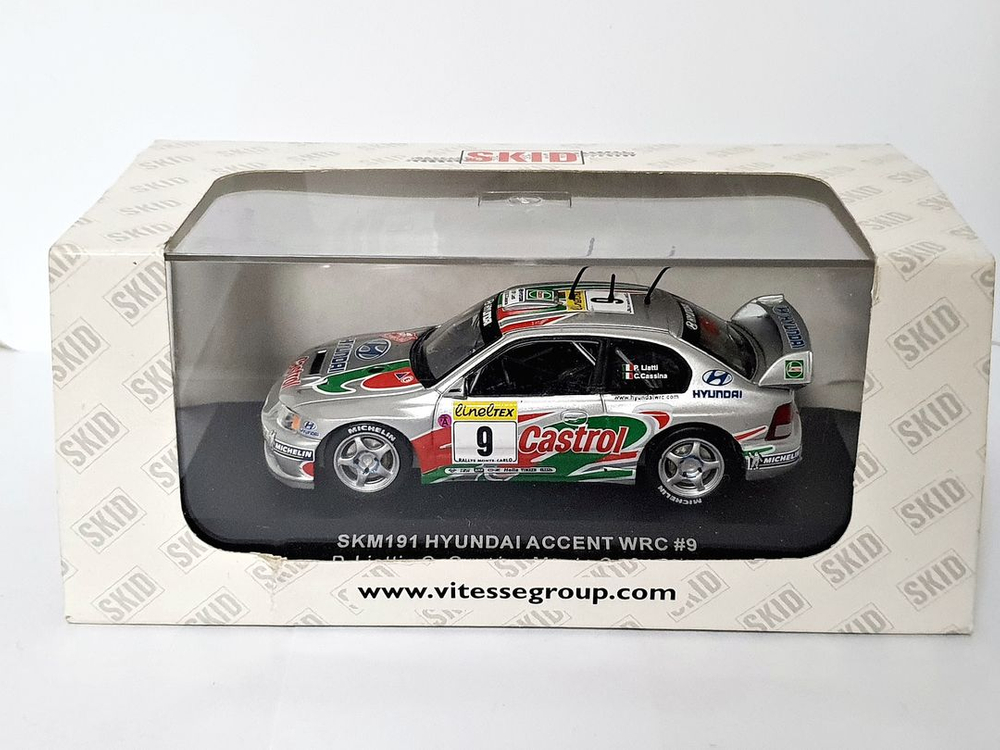 1:43 1/43 스키드 현대 엑센트(베르나) WRC 2001 몬테카를로 / 피에르 리아티 랠리카 다이캐스트 모델카 이미지