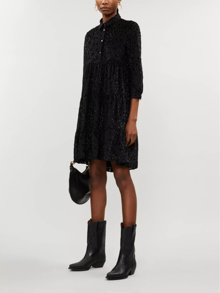 (새상품) 마쥬 폴카 도트 블랙 벨벳 원피스 1사이즈--1