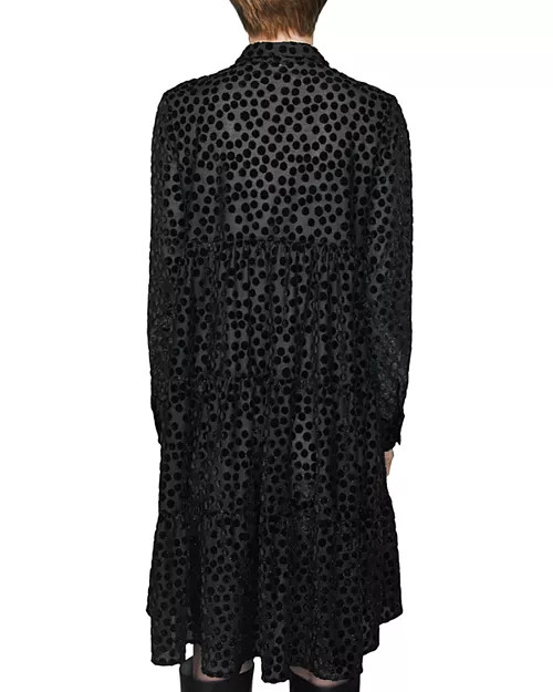 (새상품) 마쥬 폴카 도트 블랙 벨벳 원피스 1사이즈--4