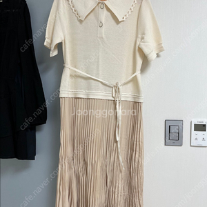 sjsj 플리츠 블록 니트원피스