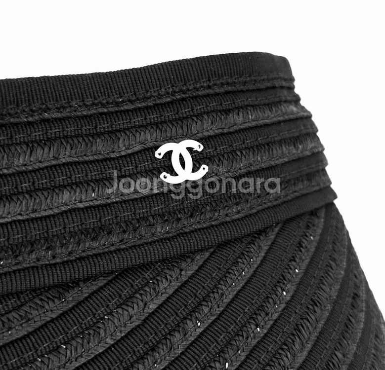 [S] 샤넬 CC로고 리본 22P 썬바이저 썬캡 블랙--4