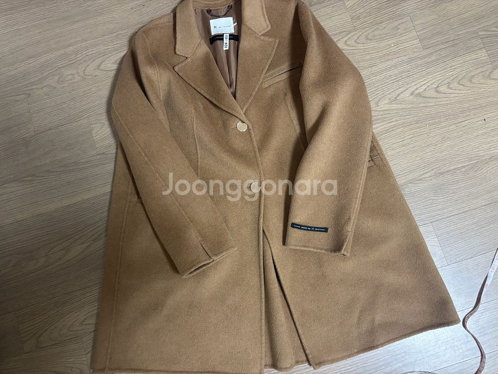 새상품급 잇미샤 핸드메이드 코트 에이라인 카멜베이지 프리사이즈--0