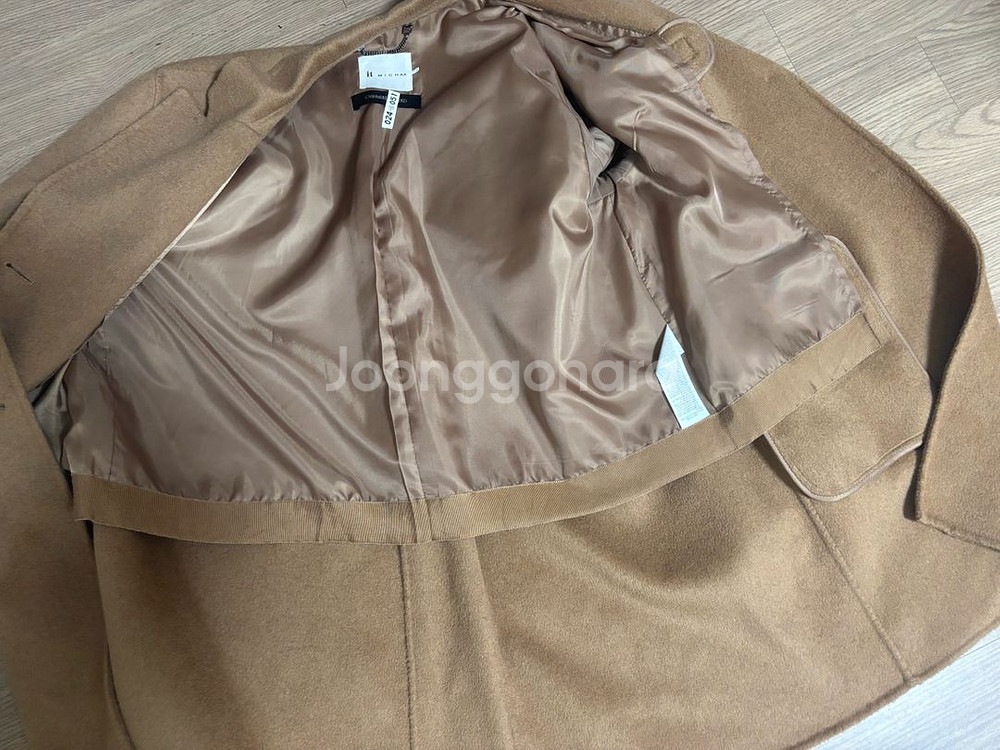 새상품급 잇미샤 핸드메이드 코트 에이라인 카멜베이지 프리사이즈--3