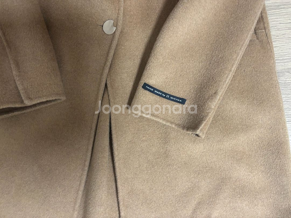 새상품급 잇미샤 핸드메이드 코트 에이라인 카멜베이지 프리사이즈--2