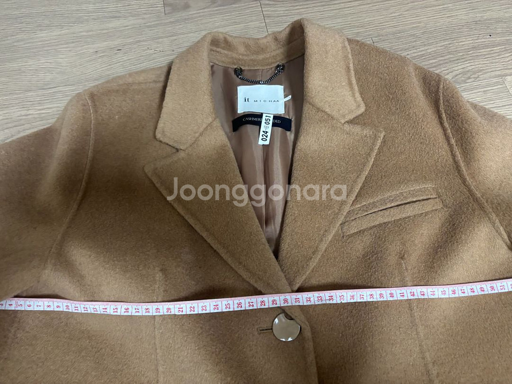 새상품급 잇미샤 핸드메이드 코트 에이라인 카멜베이지 프리사이즈--6