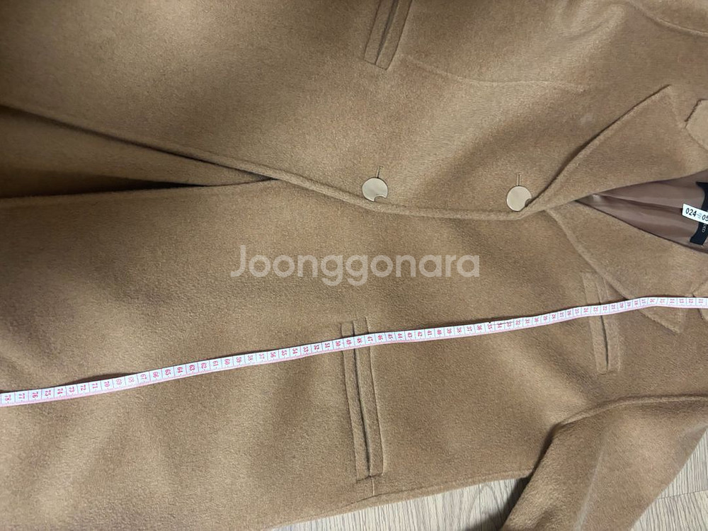 새상품급 잇미샤 핸드메이드 코트 에이라인 카멜베이지 프리사이즈--8